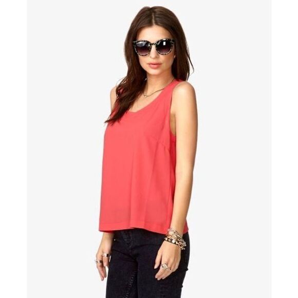 ✨Forever 21 Sleeveless Coral Blouse with Gold Buttons✨ - Picture 1 of 5